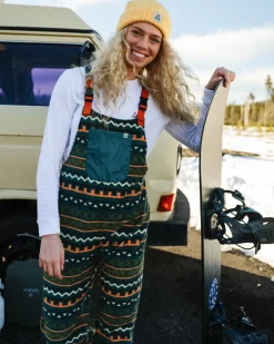 Dungarees & Pants|Best Sellers>Passenger Ace Recycled Polar Fleece Dungarees Retro Geo Mediterranean