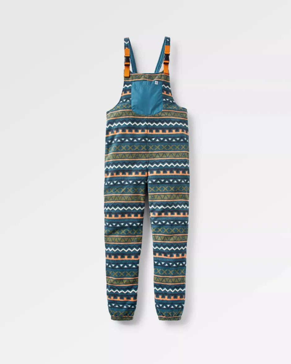 Dungarees & Pants|Best Sellers>Passenger Ace Recycled Polar Fleece Dungarees Retro Geo Mediterranean