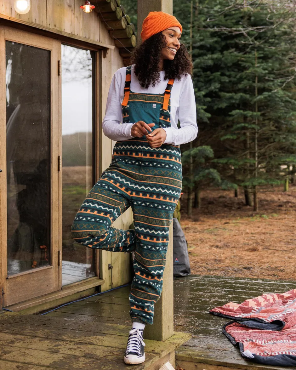 Dungarees & Pants|Best Sellers>Passenger Ace Recycled Polar Fleece Dungarees Retro Geo Mediterranean