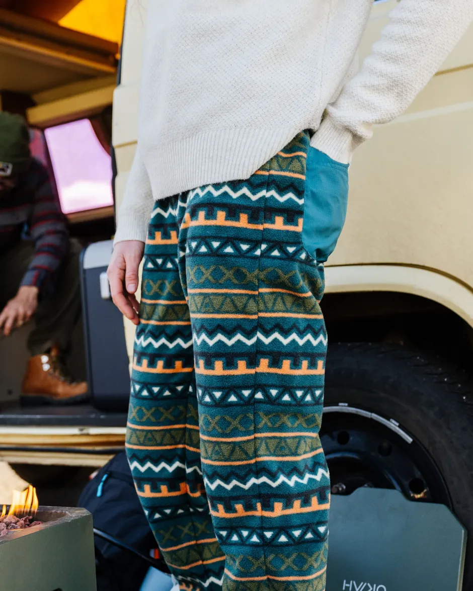Dungarees & Pants|Best Sellers>Passenger Ace Recycled Polar Fleece Dungarees Retro Geo Mediterranean