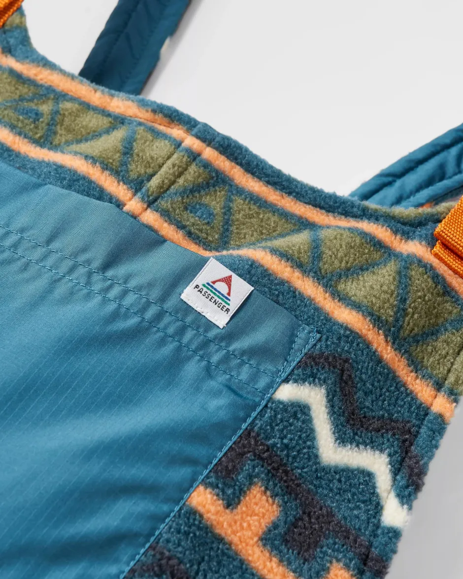 Dungarees & Pants|Best Sellers>Passenger Ace Recycled Polar Fleece Dungarees Retro Geo Mediterranean