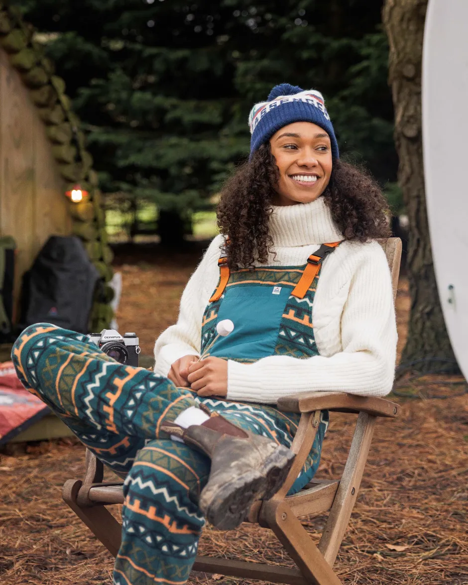 Dungarees & Pants|Best Sellers>Passenger Ace Recycled Polar Fleece Dungarees Retro Geo Mediterranean