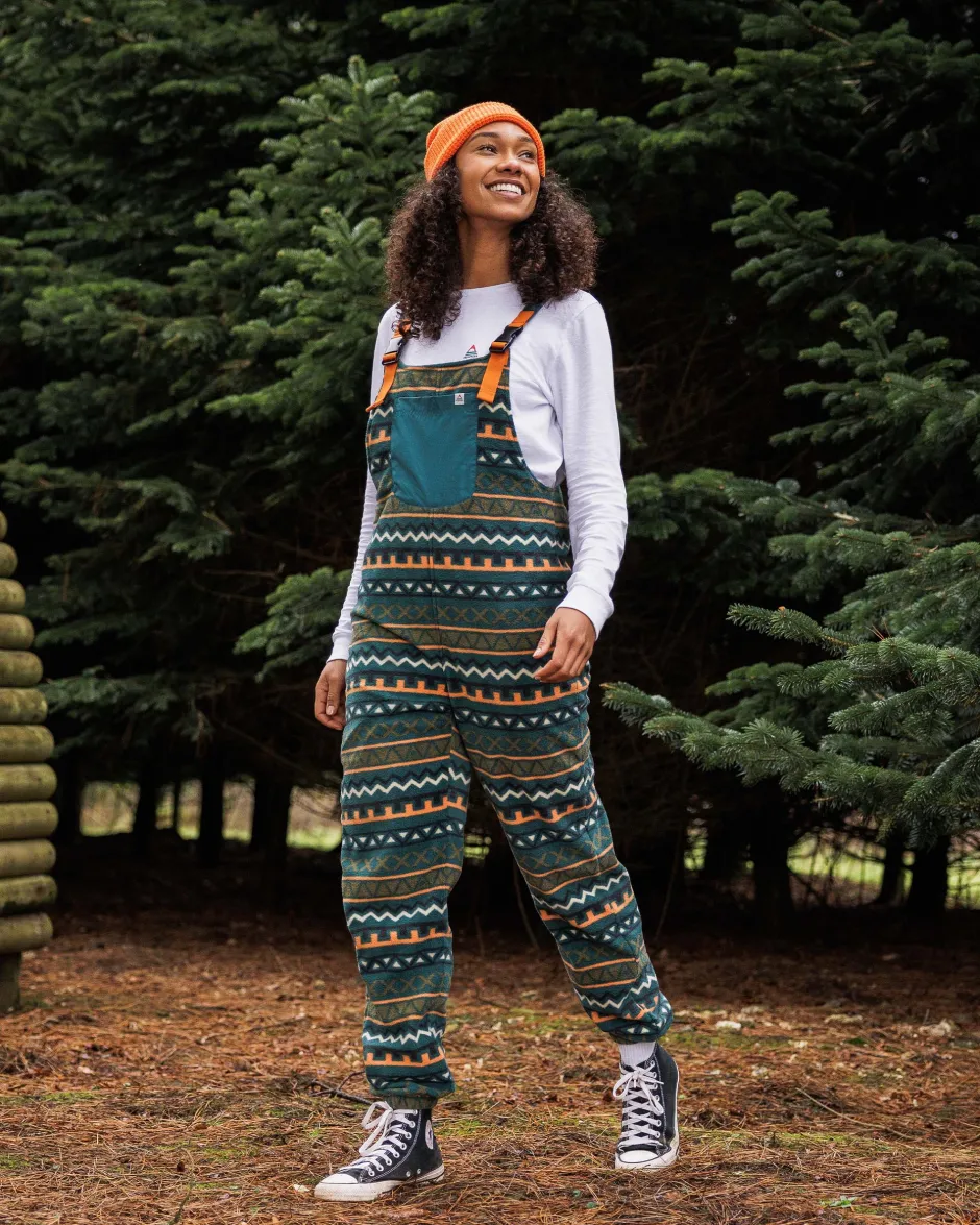 Dungarees & Pants|Best Sellers>Passenger Ace Recycled Polar Fleece Dungarees Retro Geo Mediterranean