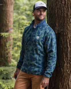 Fleece|Fleece>Passenger Adrift Recycled Polar Fleece Oak Patch Deep Ocean