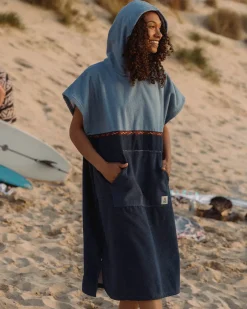 Surf Accessories|Surf Accessories>Floris van Bommel Baja Recycled Towel Poncho Provincial Blue/ Dark Denim