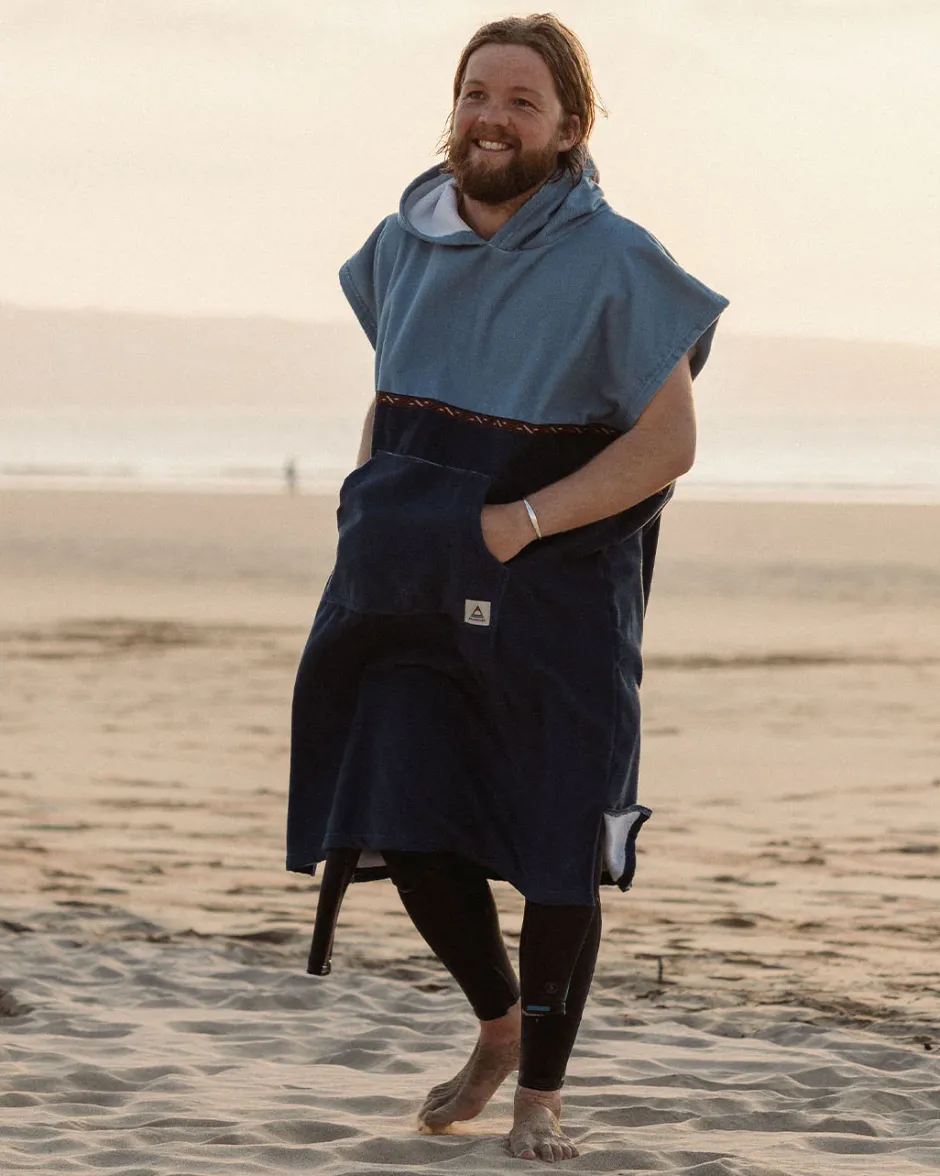 Surf Accessories|Surf Accessories>Floris van Bommel Baja Recycled Towel Poncho Provincial Blue/ Dark Denim
