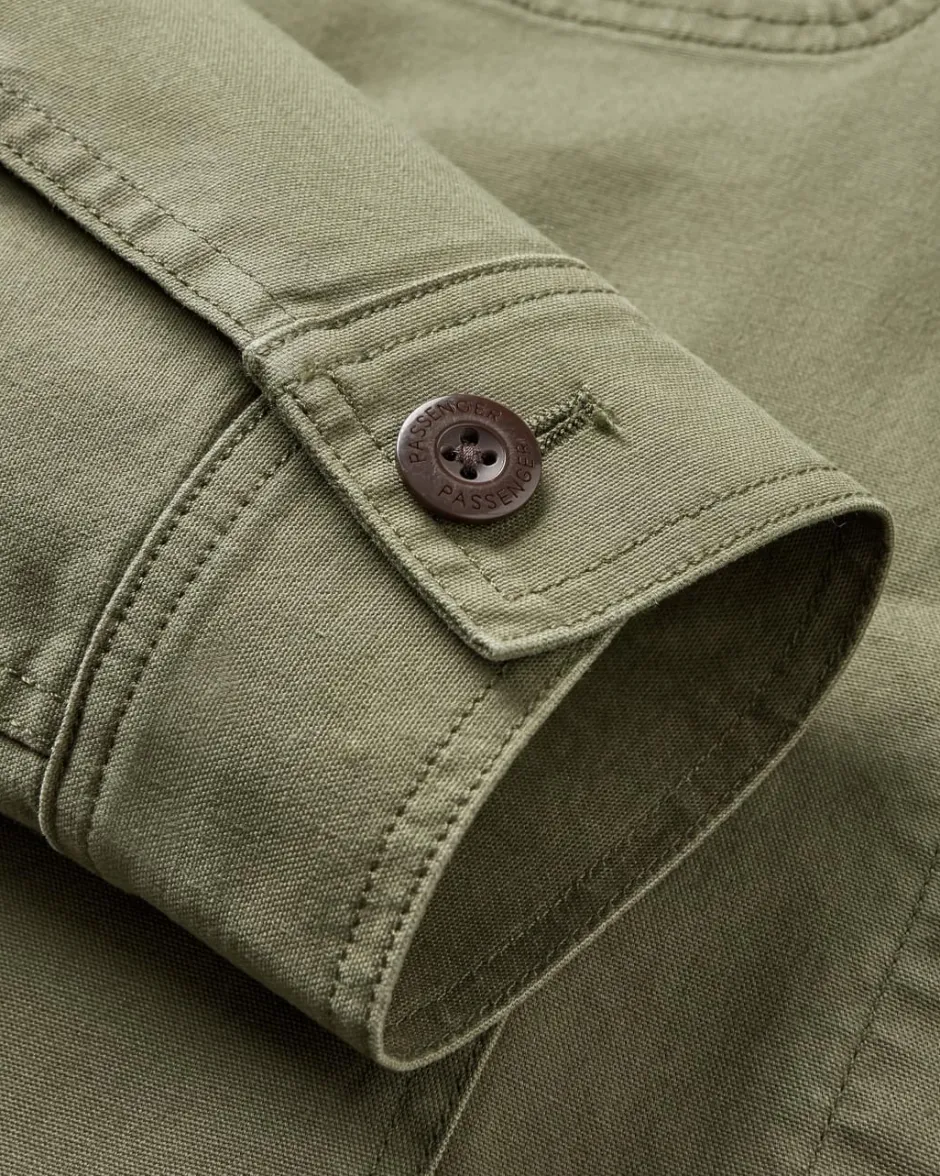 Shirts|Overshirts>Passenger Balsa Canvas Overshirt Khaki