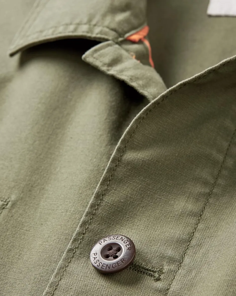 Shirts|Overshirts>Passenger Balsa Canvas Overshirt Khaki
