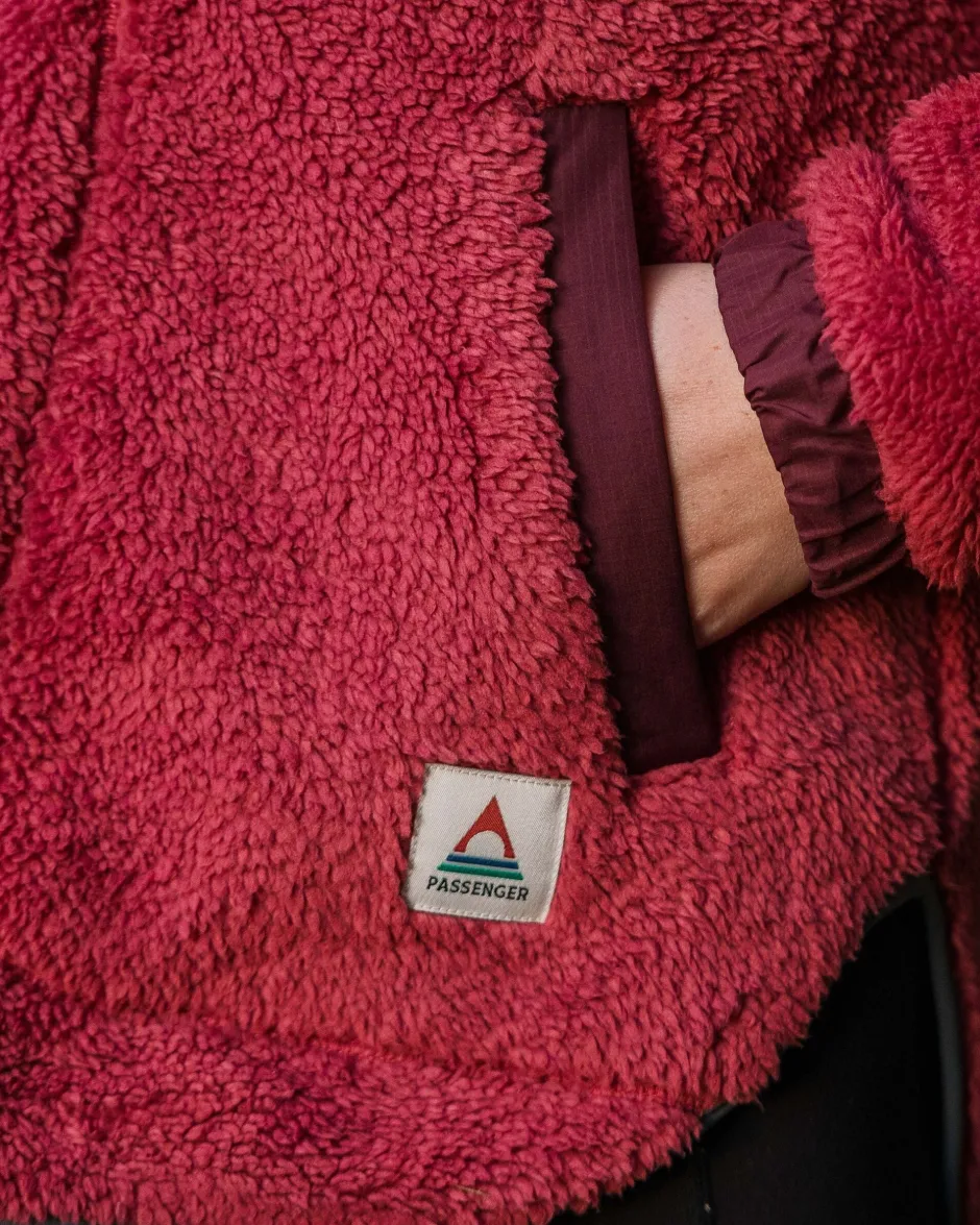 Fleece|Fleece>Passenger Beaumont Recycled Sherpa Hooded Fleece Earth Red