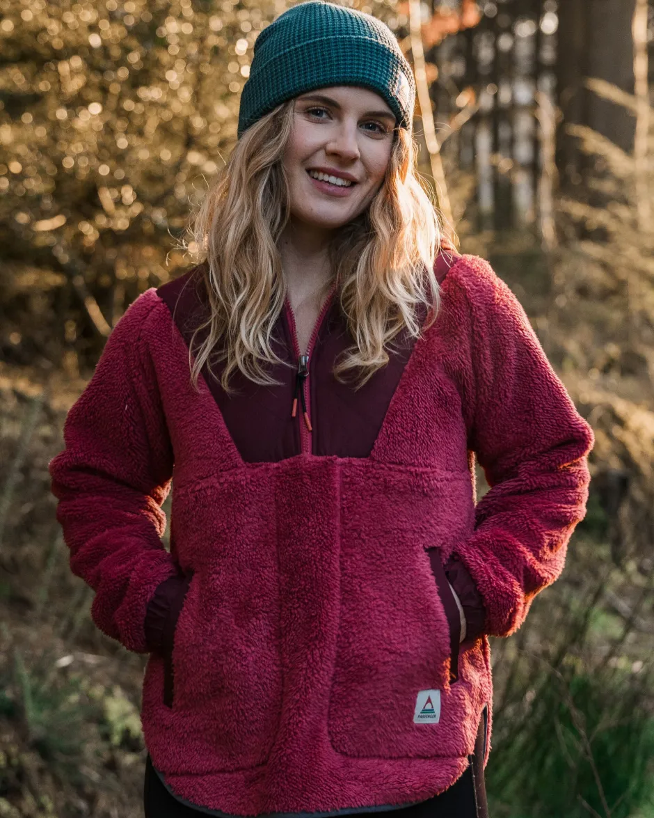 Fleece|Fleece>Passenger Beaumont Recycled Sherpa Hooded Fleece Earth Red