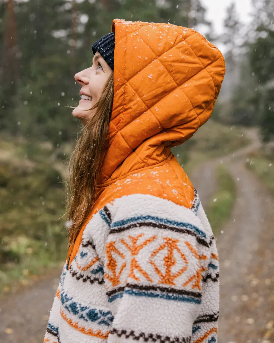 Fleece|Fleece>Passenger Beaumont Recycled Sherpa Hooded Fleece Homespun Stripe Sunrise Orange