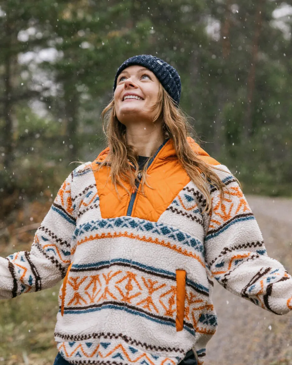 Fleece|Fleece>Passenger Beaumont Recycled Sherpa Hooded Fleece Homespun Stripe Sunrise Orange