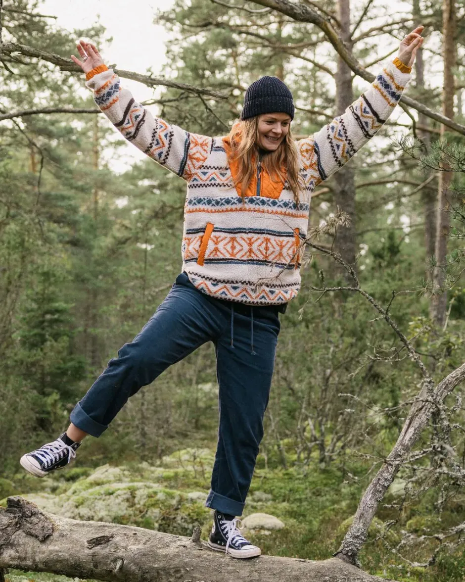 Fleece|Fleece>Passenger Beaumont Recycled Sherpa Hooded Fleece Homespun Stripe Sunrise Orange
