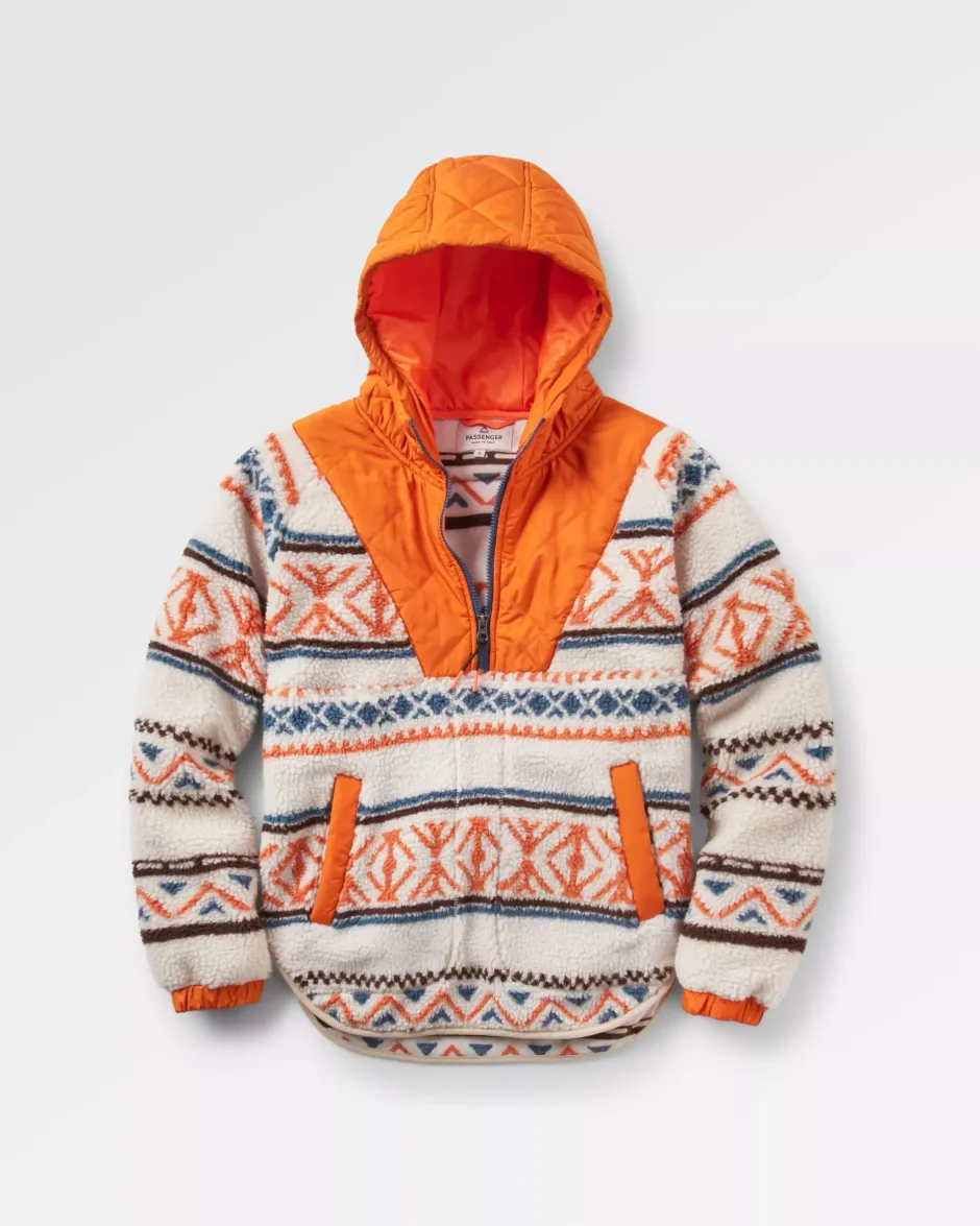Fleece|Fleece>Passenger Beaumont Recycled Sherpa Hooded Fleece Homespun Stripe Sunrise Orange