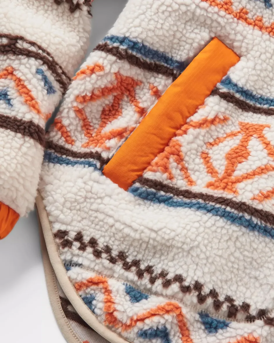 Fleece|Fleece>Passenger Beaumont Recycled Sherpa Hooded Fleece Homespun Stripe Sunrise Orange