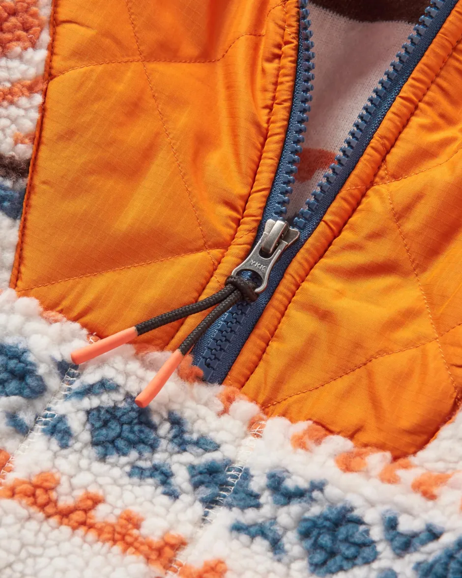 Fleece|Fleece>Passenger Beaumont Recycled Sherpa Hooded Fleece Homespun Stripe Sunrise Orange