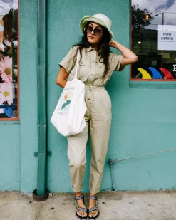 Jumpsuits & Playsuits|Dungarees & Pants>Passenger Bluebell Organic Cotton Boiler Suit Biscuit