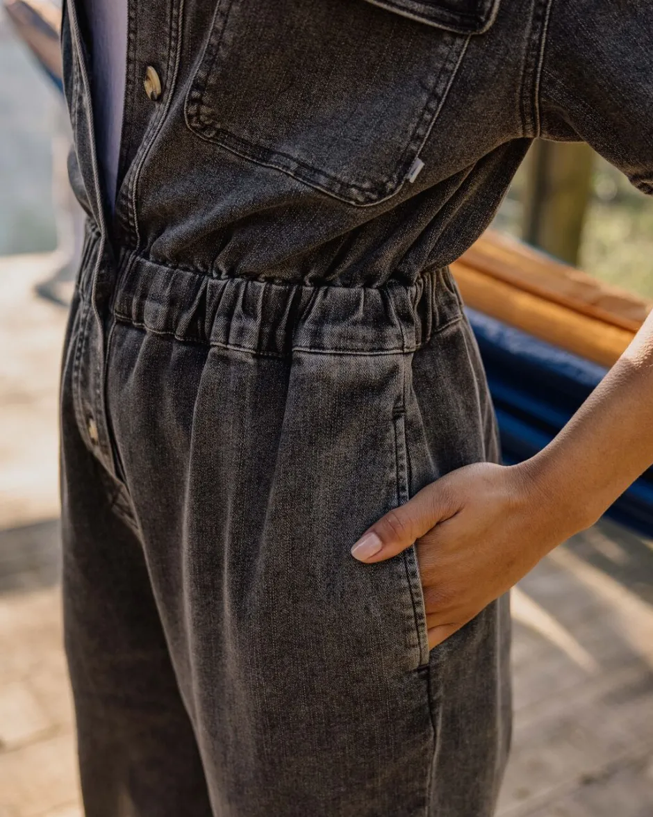 Jumpsuits & Playsuits|Dungarees & Pants>Passenger Bluebell Organic Cotton Boiler Suit Washed Black Denim