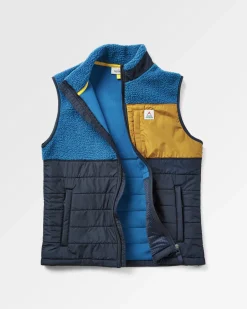 Fleece|Fleece>Floris van Bommel Born Explorer Recycled Polar-Lined Sherpa Vest Blue Steel
