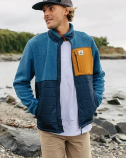 Fleece|Fleece>Floris van Bommel Born Explorer Recycled Polar-Lined Sherpa Fleece Blue Steel