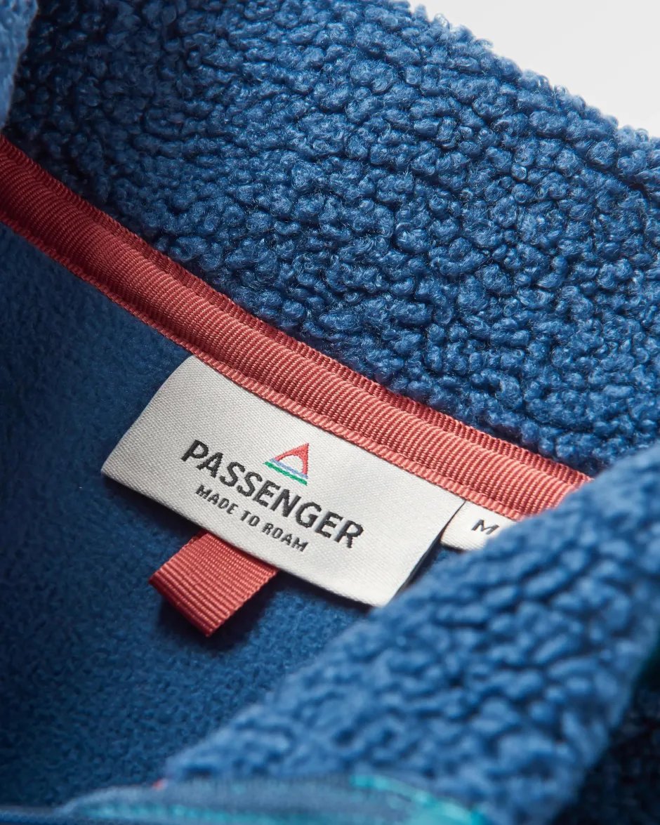 Fleece|Fleece>Floris van Bommel Born Explorer Recycled Polar-Lined Sherpa Fleece Dark Denim