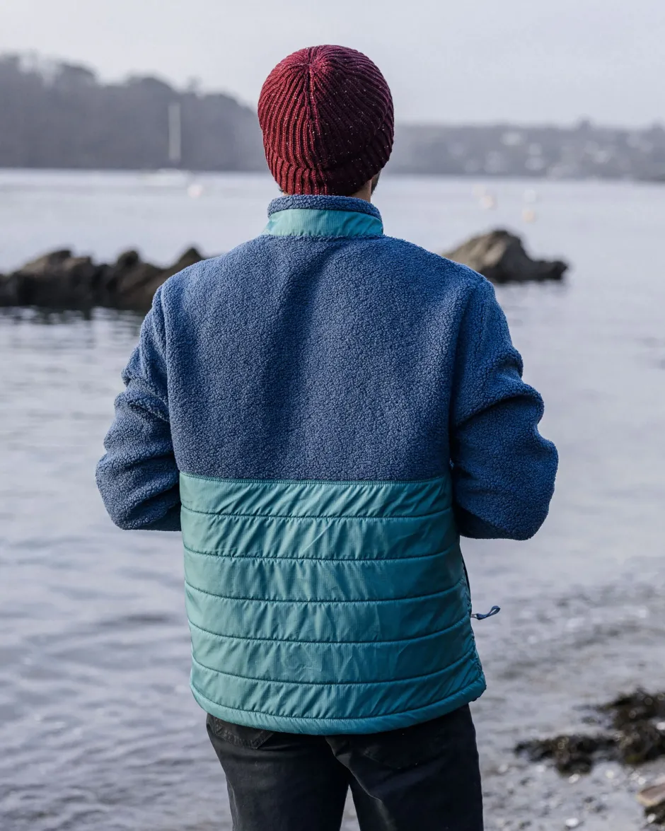 Fleece|Fleece>Floris van Bommel Born Explorer Recycled Polar-Lined Sherpa Fleece Dark Denim