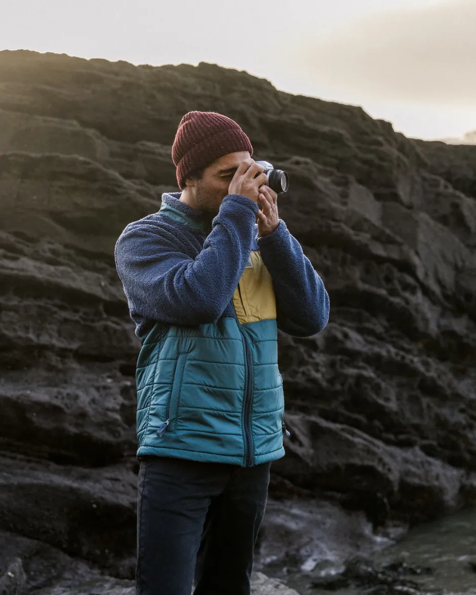 Fleece|Fleece>Floris van Bommel Born Explorer Recycled Polar-Lined Sherpa Fleece Dark Denim