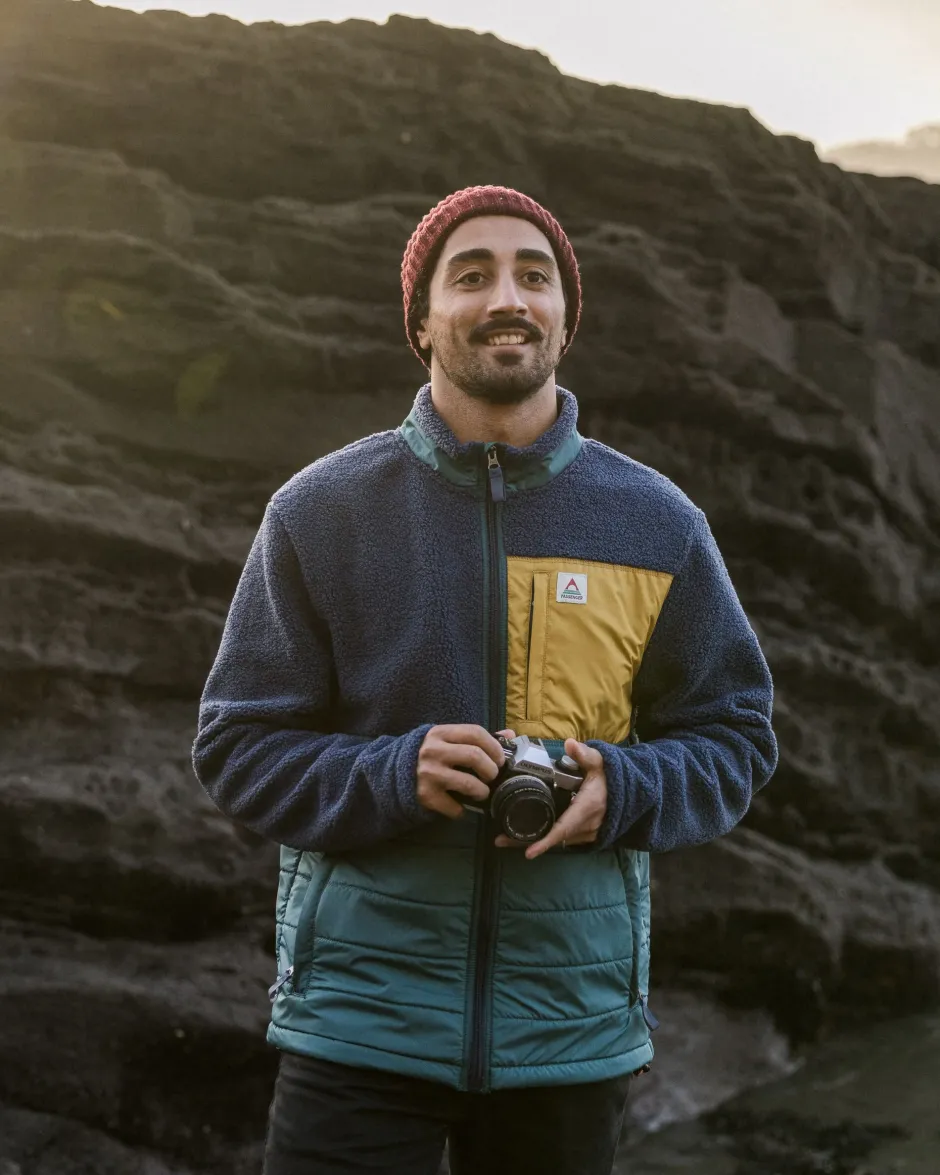 Fleece|Fleece>Floris van Bommel Born Explorer Recycled Polar-Lined Sherpa Fleece Dark Denim