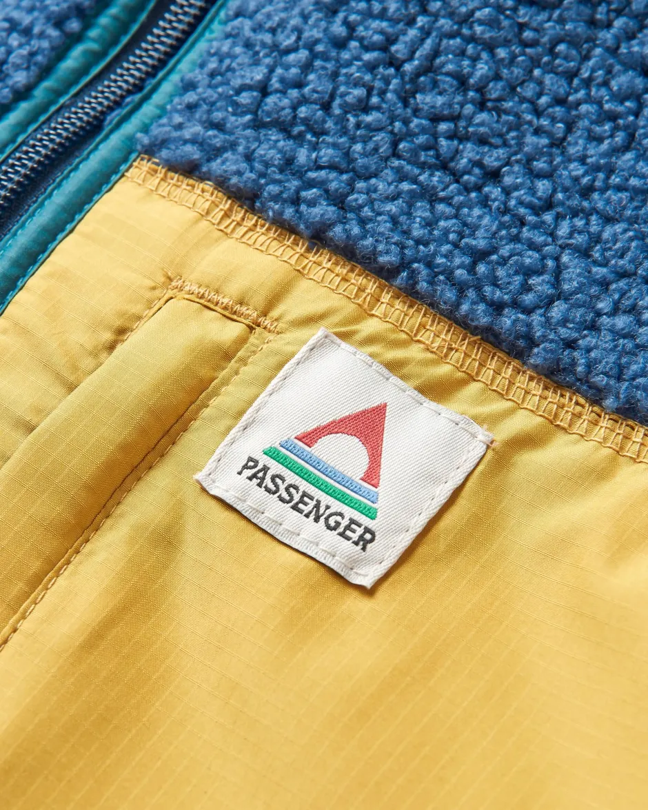 Fleece|Fleece>Floris van Bommel Born Explorer Recycled Polar-Lined Sherpa Fleece Dark Denim