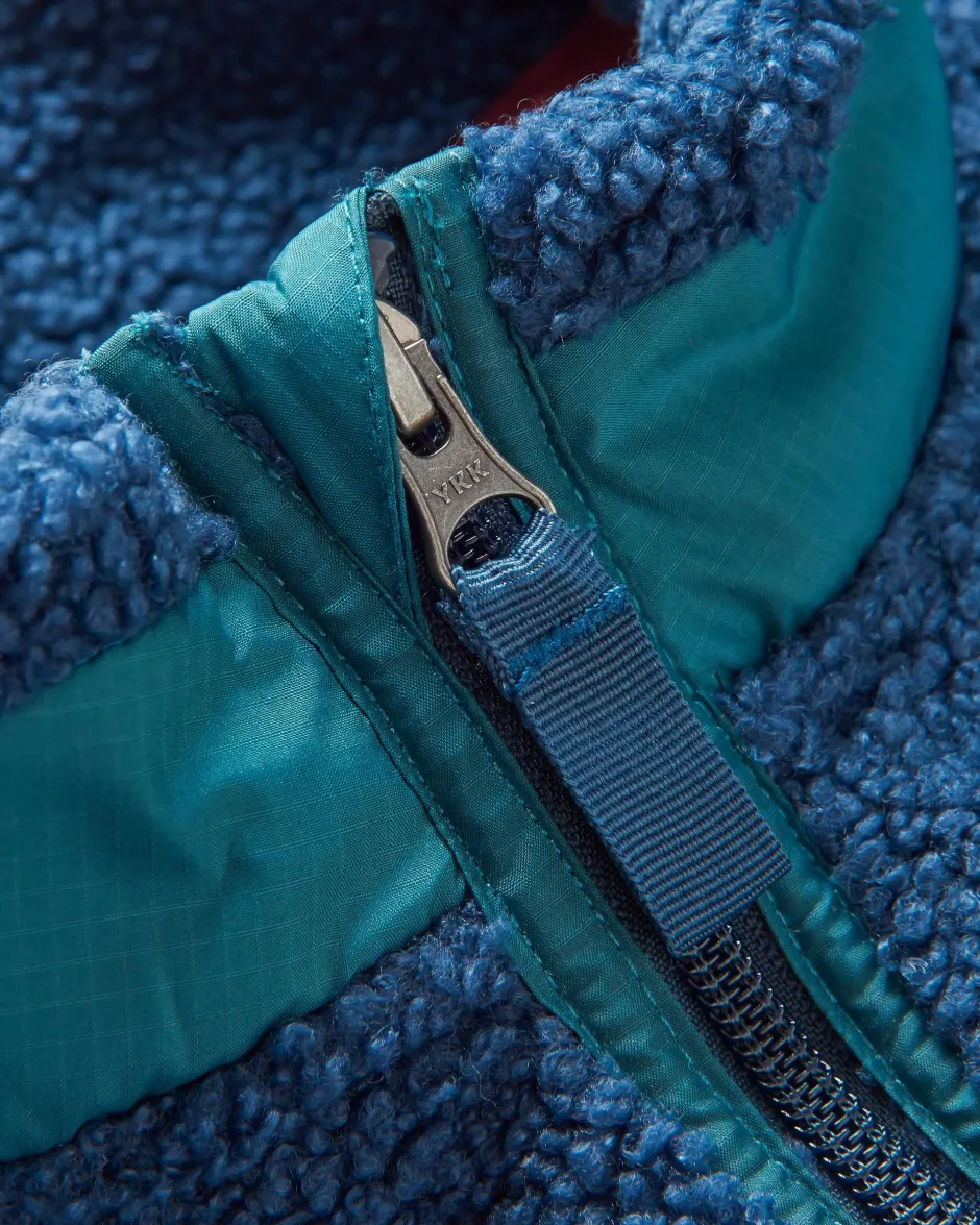 Fleece|Fleece>Floris van Bommel Born Explorer Recycled Polar-Lined Sherpa Fleece Dark Denim