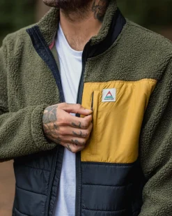 Fleece|Fleece>Floris van Bommel Born Explorer Recycled Polar-Lined Sherpa Fleece Khaki