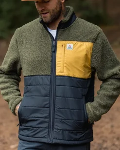 Fleece|Fleece>Floris van Bommel Born Explorer Recycled Polar-Lined Sherpa Fleece Khaki