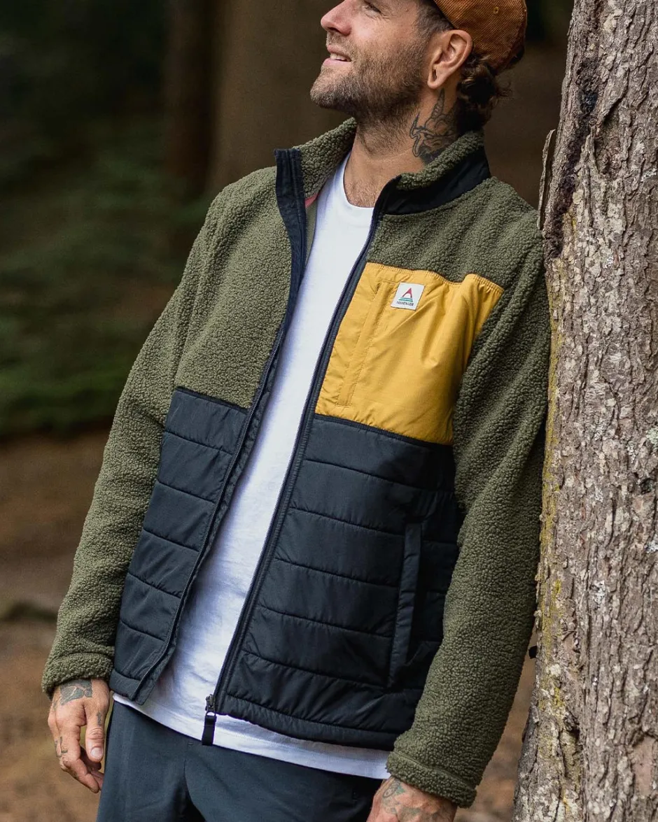 Fleece|Fleece>Floris van Bommel Born Explorer Recycled Polar-Lined Sherpa Fleece Khaki