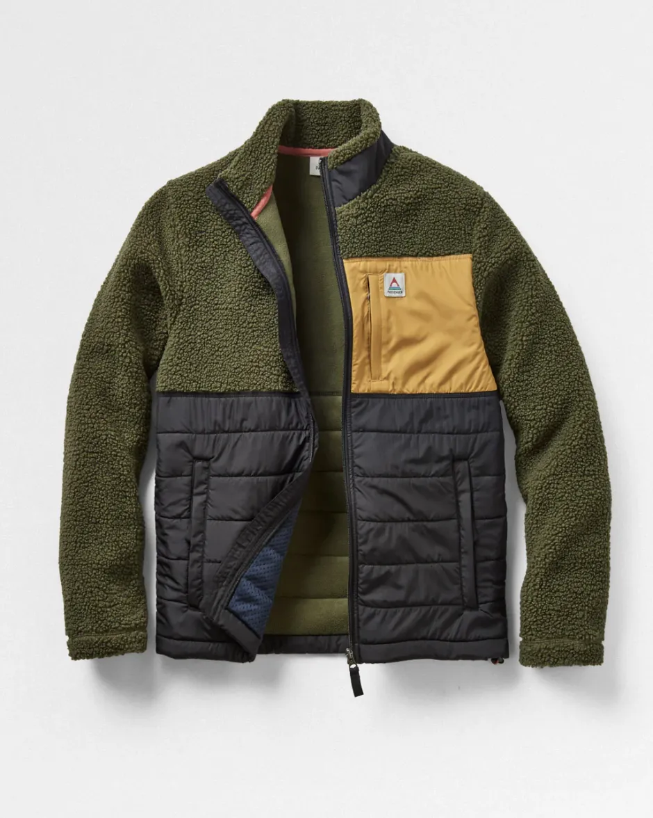 Fleece|Fleece>Floris van Bommel Born Explorer Recycled Polar-Lined Sherpa Fleece Khaki