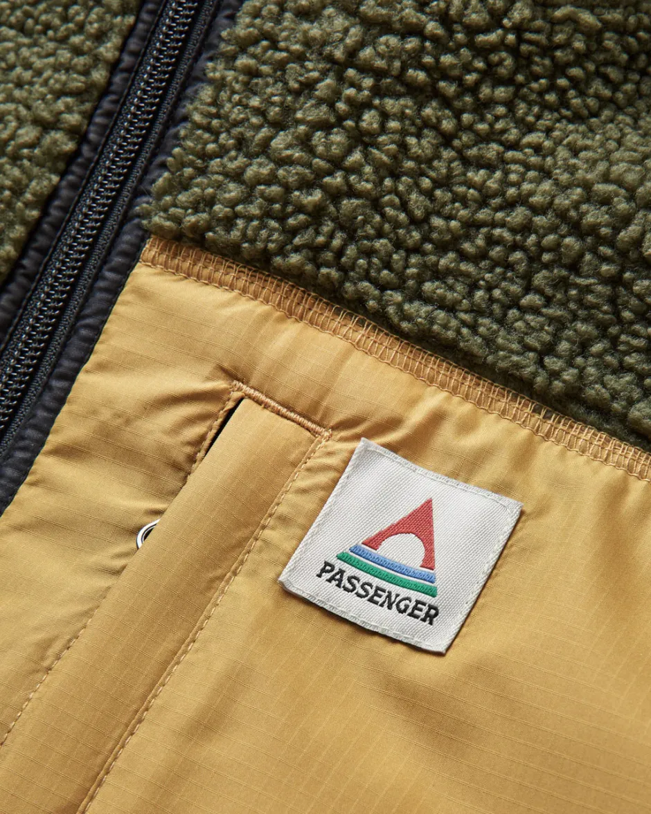 Fleece|Fleece>Floris van Bommel Born Explorer Recycled Polar-Lined Sherpa Fleece Khaki