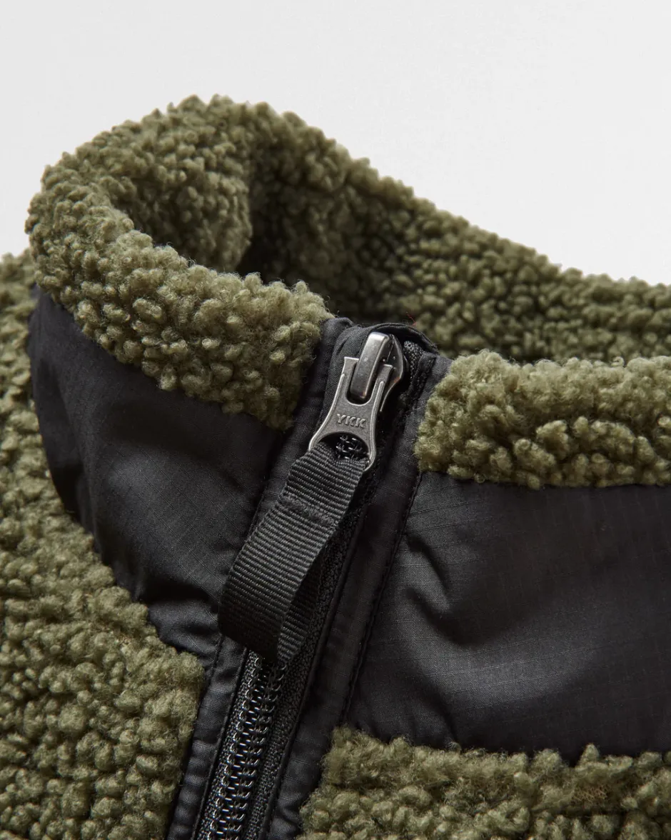 Fleece|Fleece>Floris van Bommel Born Explorer Recycled Polar-Lined Sherpa Fleece Khaki