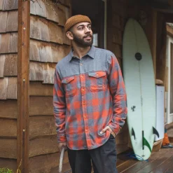 Shirts|Men's Outlet>Passenger Bozeman Shirt Buffalo Check Orange