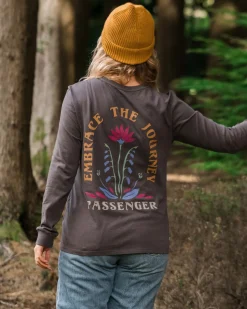 Tops & T-Shirts|Women's Outlet>Passenger Bud Recycled Cotton Ls T-Shirt Charcoal
