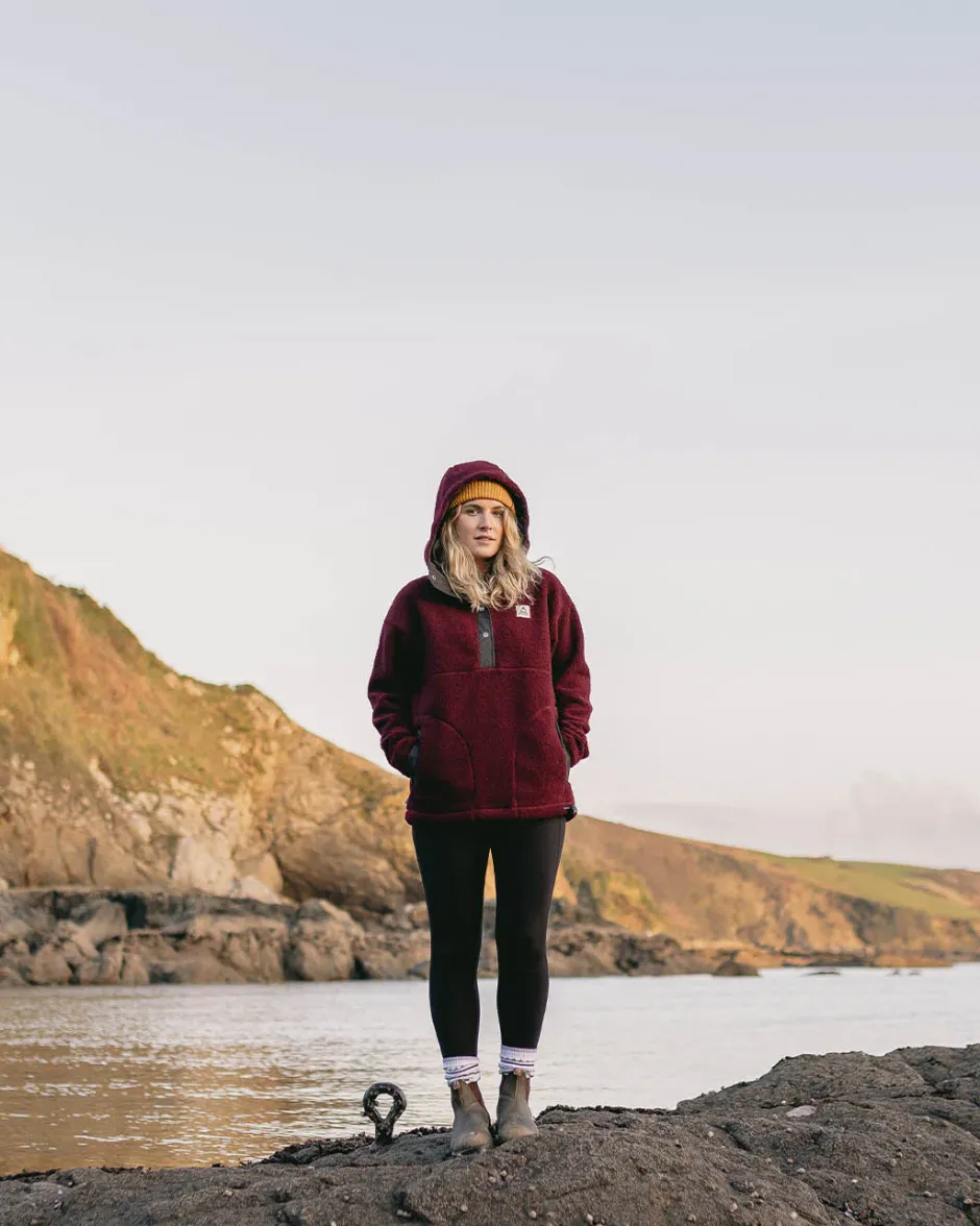 Fleece|Fleece>Passenger Calla Hooded Recycled Polar-Lined Fleece Windsor Wine