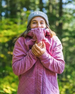 Hoodies & Sweatshirts>Passenger Clementine Recycled Quilted Popper Up Hoodie Mauve Haze