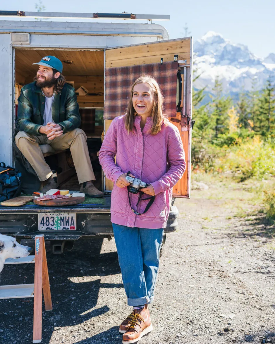 Hoodies & Sweatshirts>Passenger Clementine Recycled Quilted Popper Up Hoodie Mauve Haze