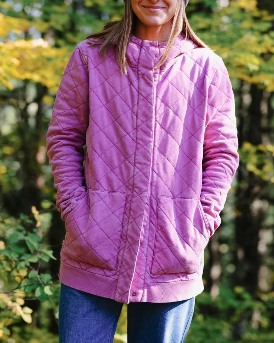 Hoodies & Sweatshirts>Passenger Clementine Recycled Quilted Popper Up Hoodie Mauve Haze