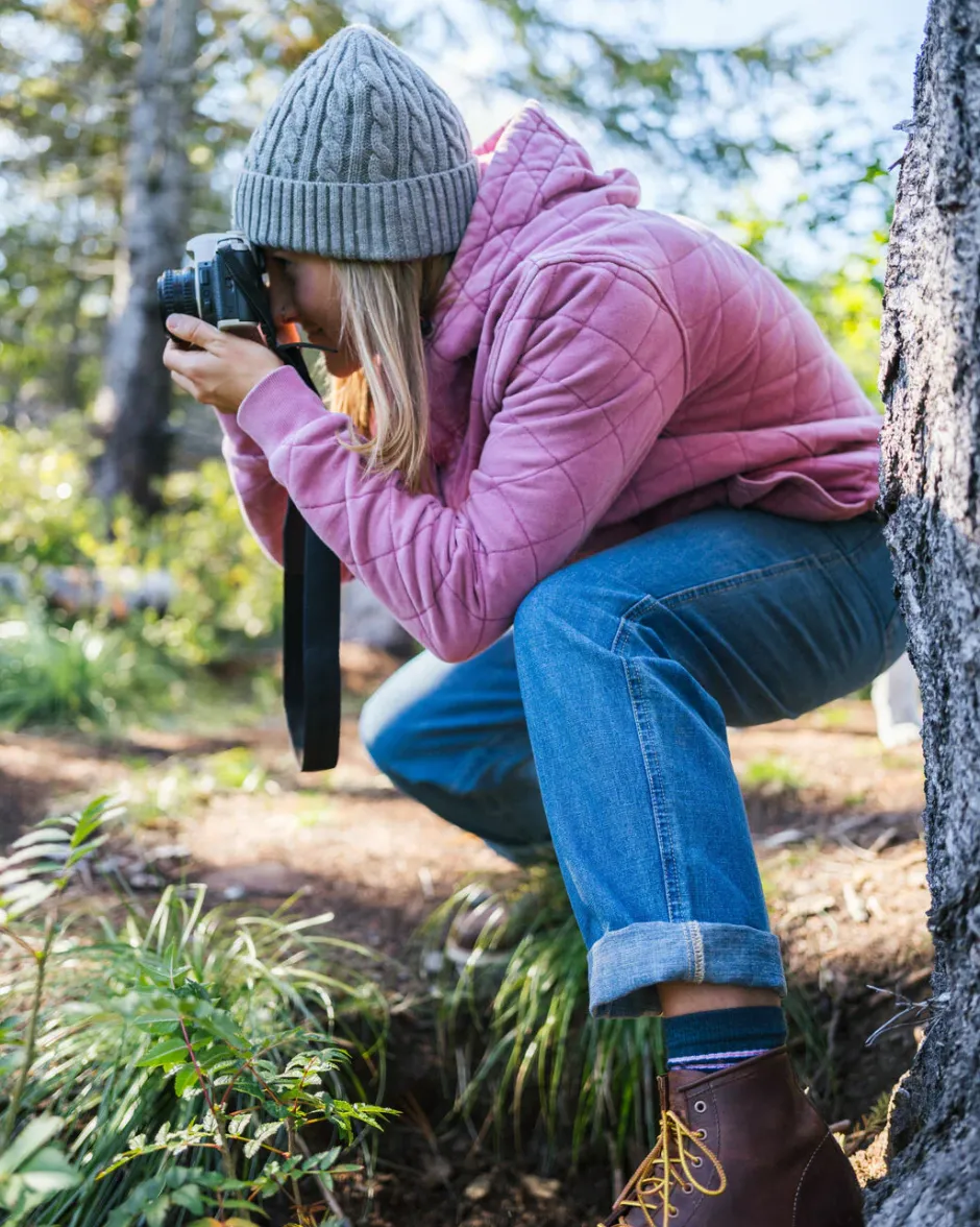 Hoodies & Sweatshirts>Passenger Clementine Recycled Quilted Popper Up Hoodie Mauve Haze