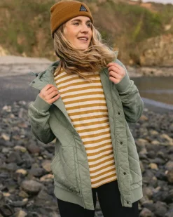 Hoodies & Sweatshirts|Activewear>Passenger Clementine Recycled Quilted Popper Up Hoodie Pistachio