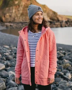 Hoodies & Sweatshirts|Activewear>Passenger Clementine Recycled Quilted Popper Up Hoodie Shell Pink