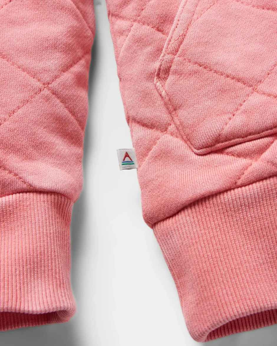 Hoodies & Sweatshirts|Activewear>Passenger Clementine Recycled Quilted Popper Up Hoodie Shell Pink