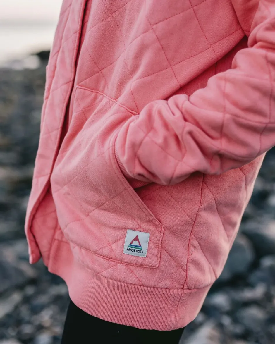 Hoodies & Sweatshirts|Activewear>Passenger Clementine Recycled Quilted Popper Up Hoodie Shell Pink