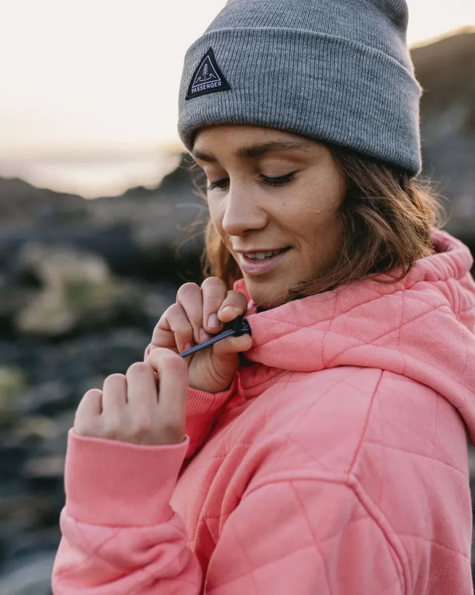Hoodies & Sweatshirts|Activewear>Passenger Clementine Recycled Quilted Popper Up Hoodie Shell Pink