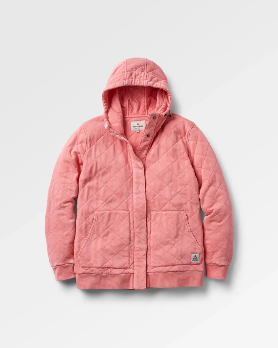 Hoodies & Sweatshirts|Activewear>Passenger Clementine Recycled Quilted Popper Up Hoodie Shell Pink