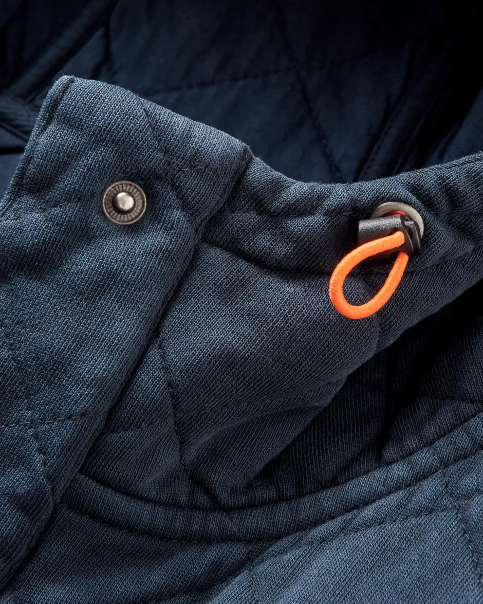 Hoodies & Sweatshirts|Activewear>Passenger Clementine Recycled Quilted Popper Up Hoodie Deep Navy